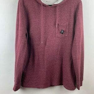 RVCA Mens Hoodie Shirt Size Medium Heather Burgundy  Pullover